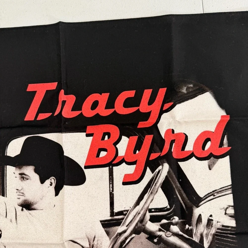 Vintage Tracy Byrd Country Music Black Graphic Print Bandana Scarf 21